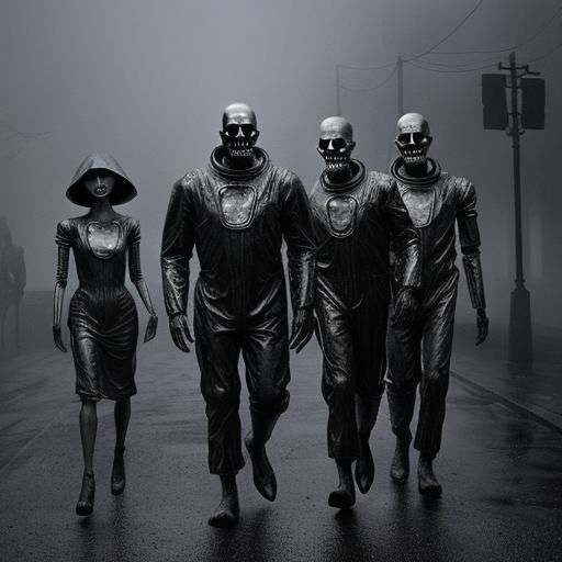 Eerie Gathering of Classic Monsters in Retro Style