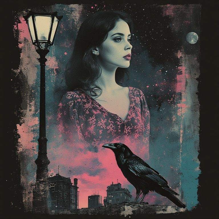 Street lamp and crow