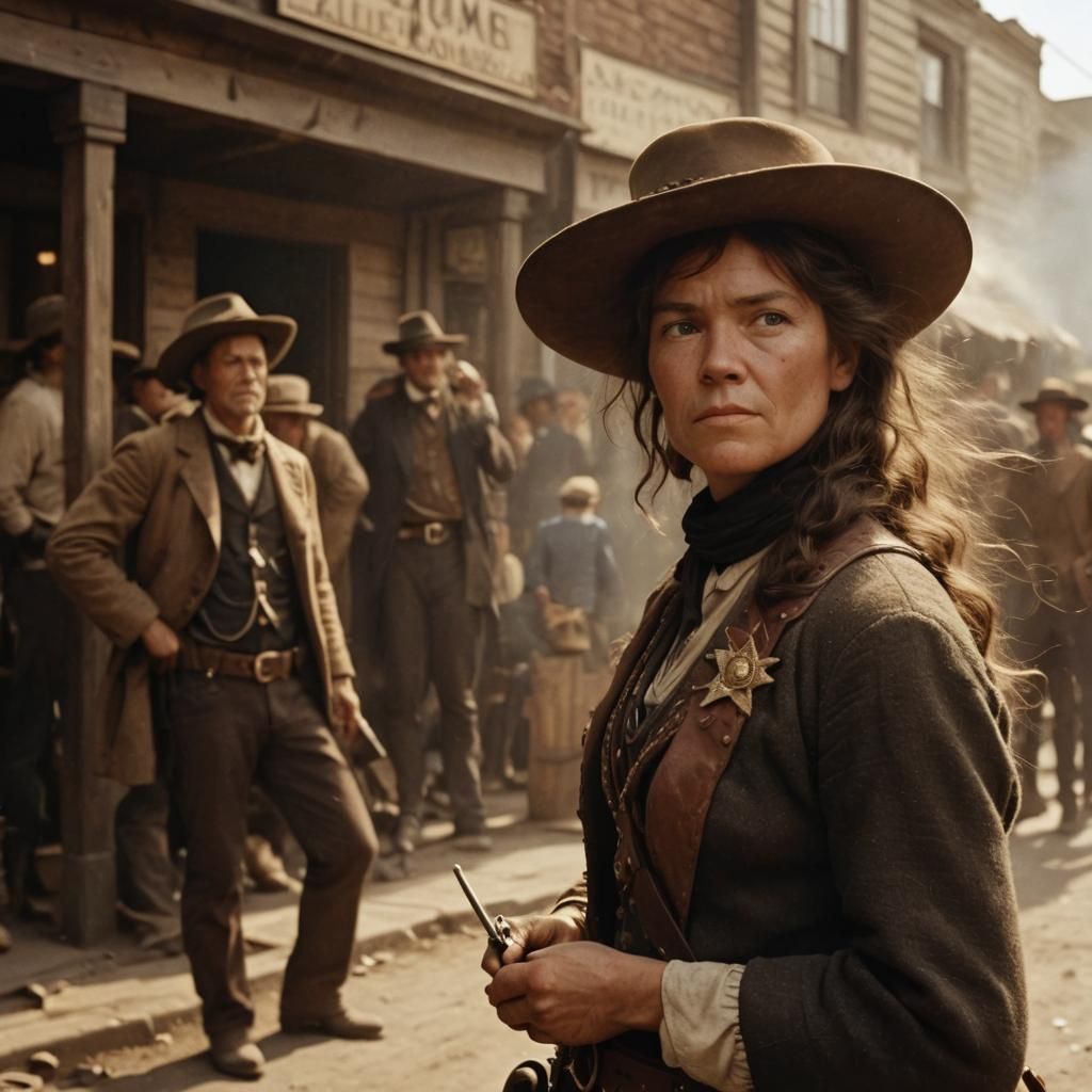 Pat garett waiting Calamity Jane in the main street