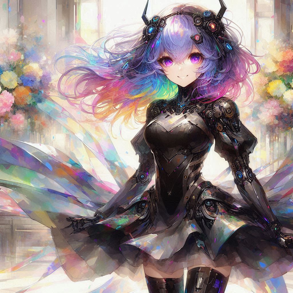 Techno beautiful woman concept