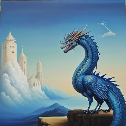 Surreal Cloud Dragon in a Blue Sky