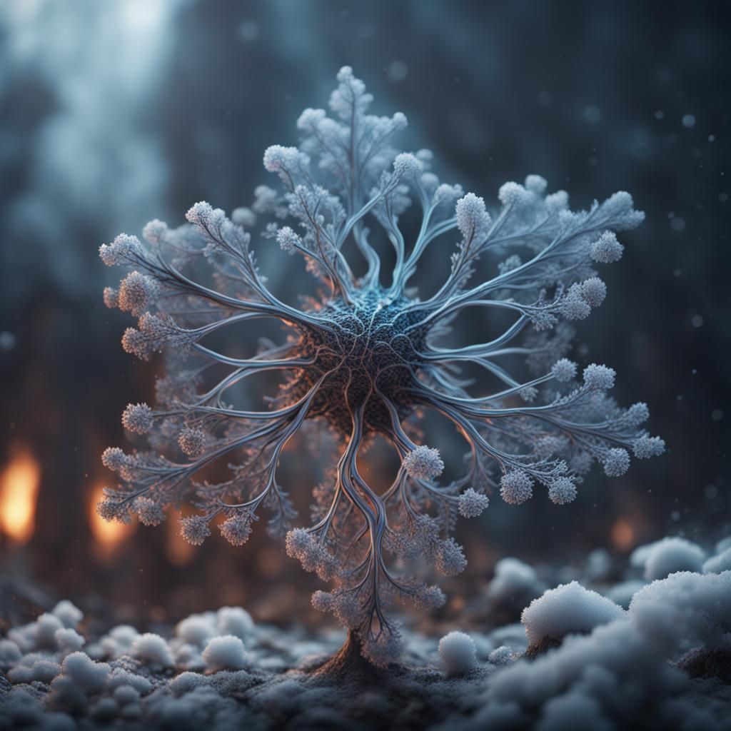 wire cold detailed snowflower in smoke