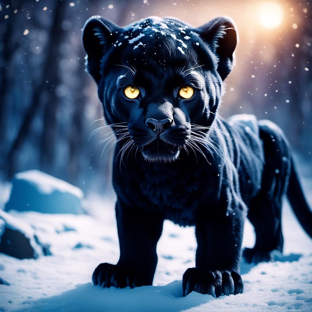Undead Black Panther in Winter, Cinematic Film Still