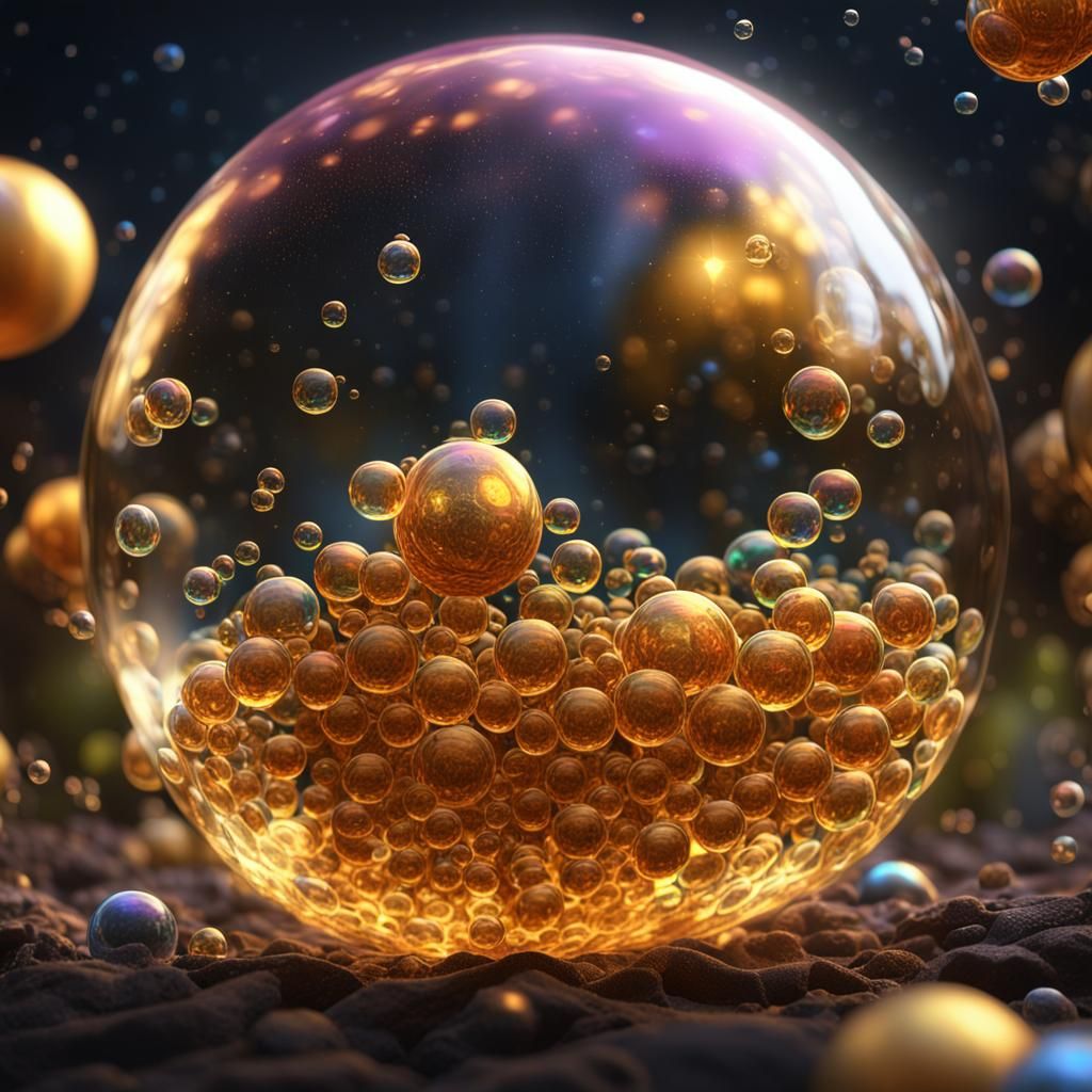 Honeycomb Soap Bubbles in Glass Ball