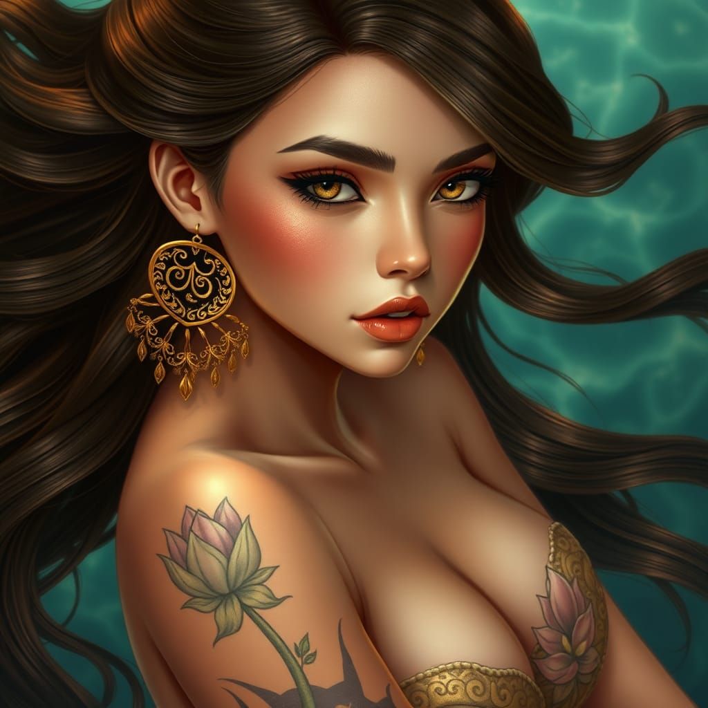 Glowing Mermaid with Eastern-Inspired Details