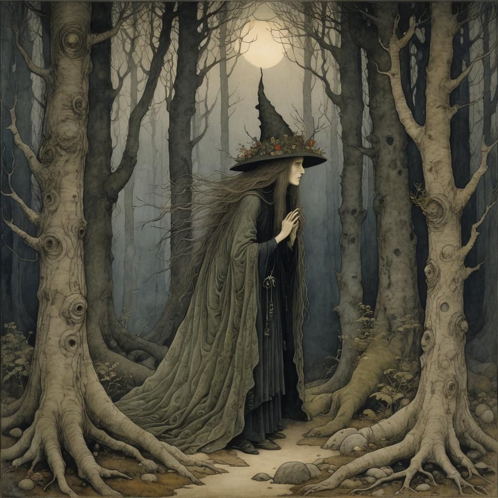 The forest witch  , John  Bauer