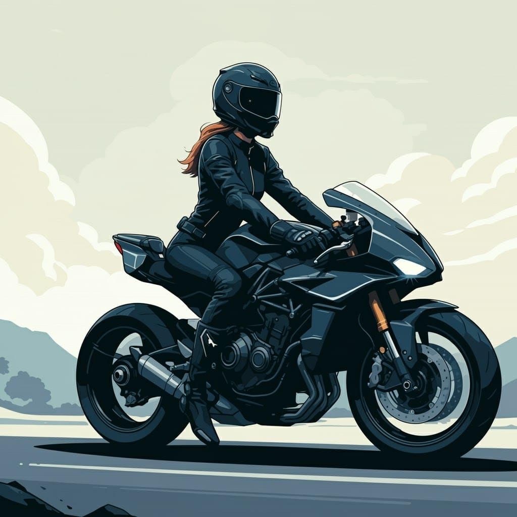 woman riding a sports motorcycle
