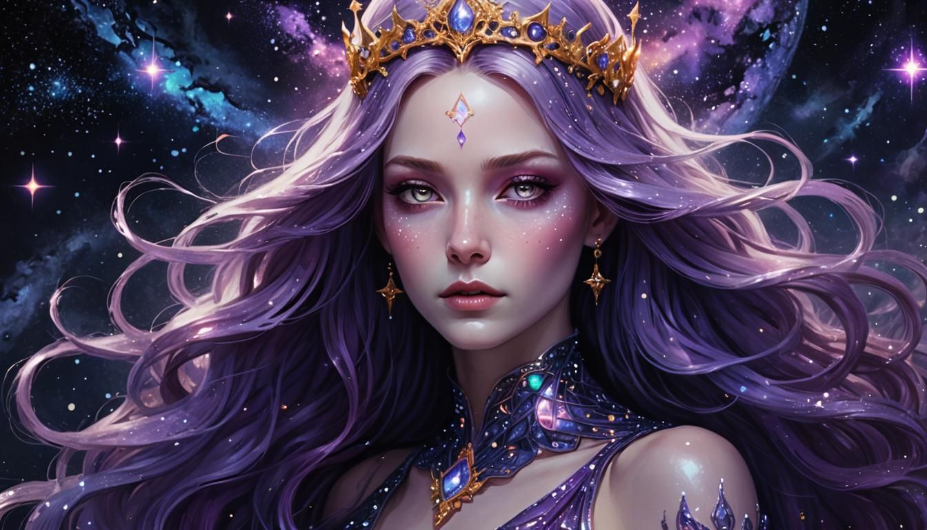 Cosmic Fantasy Art: The Voidborn Empress Portrait