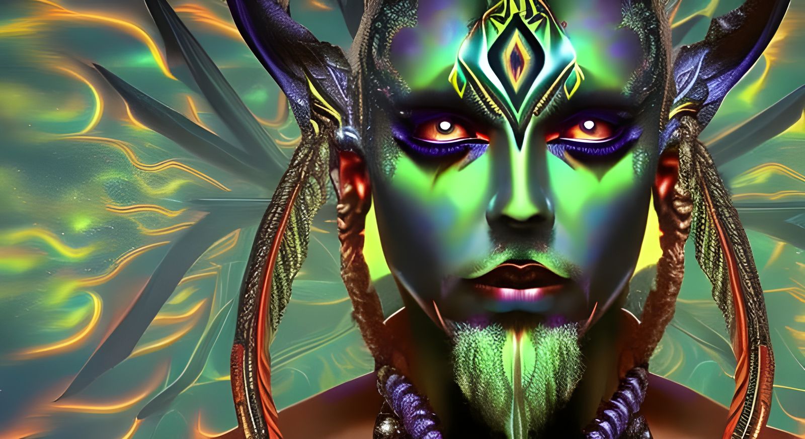 Dmt demon manifesting reality, self portrait, hyper, galacti...