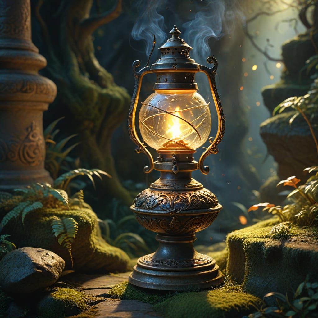Enchanted Oil Lamp with Ethereal Glow