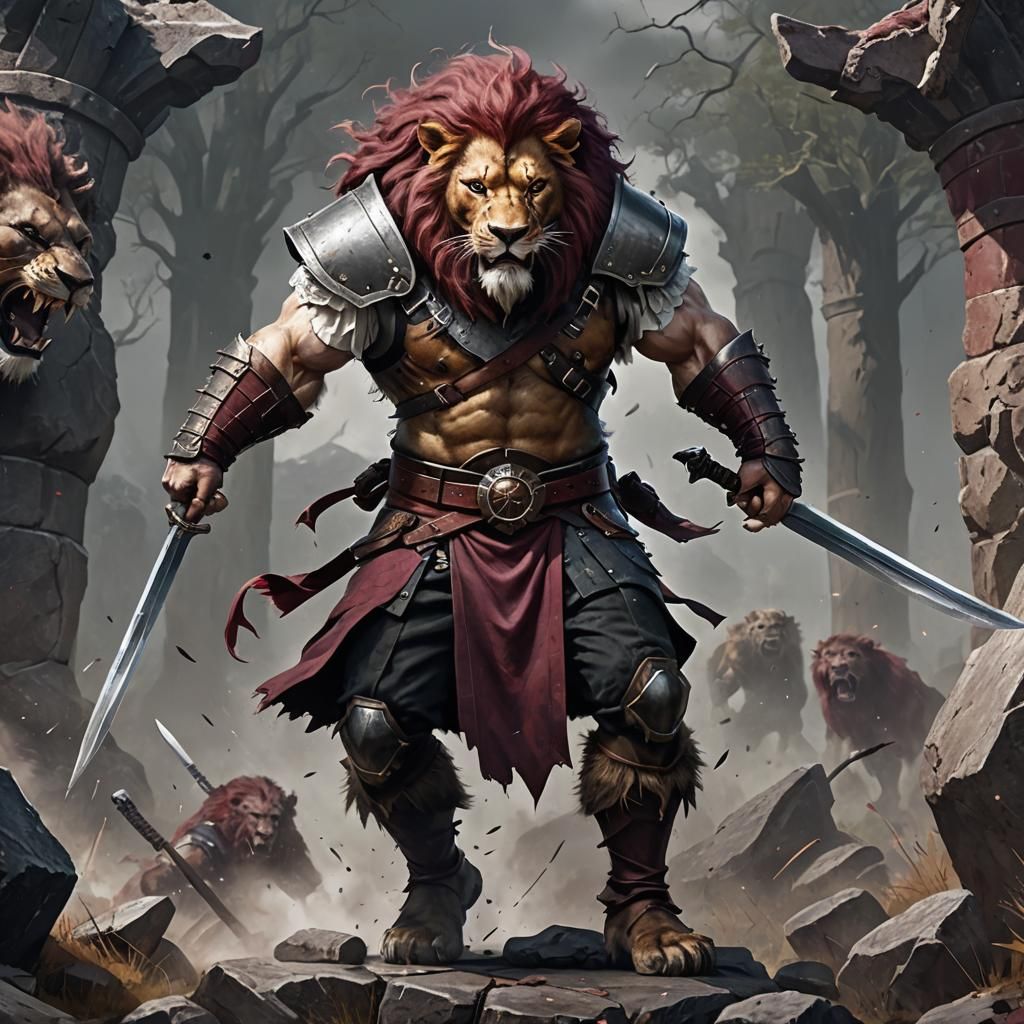 A barbarian Leonin.
