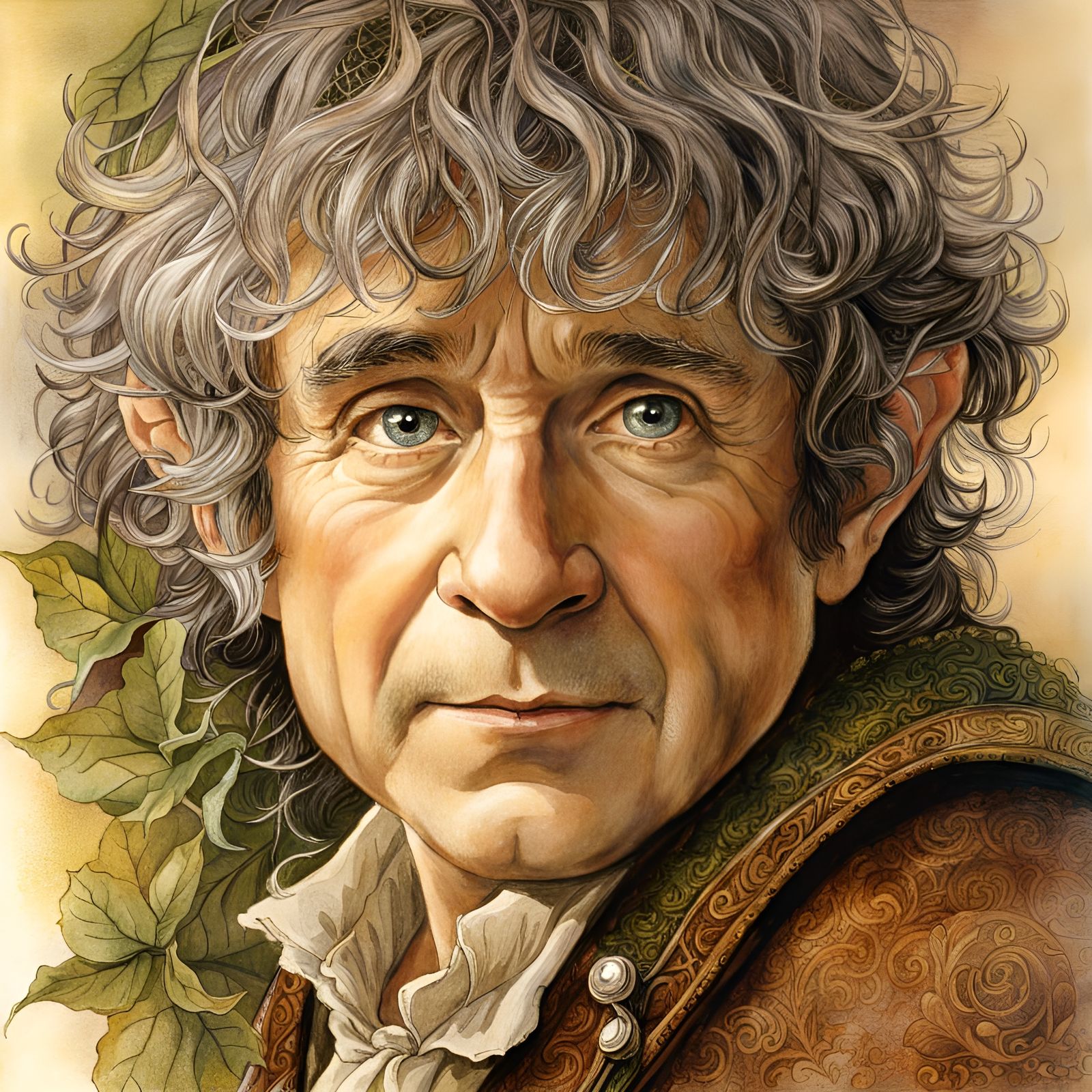 Portrait of Bilbo Baggins (The Hobbit, JRR Tolkien, 1937) - AI ...