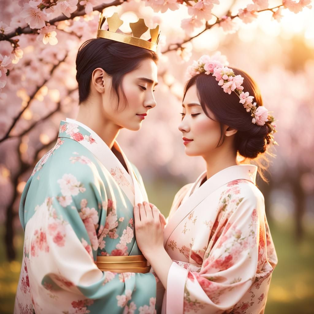 Romantic Floral Kimono Portrait in Golden Light