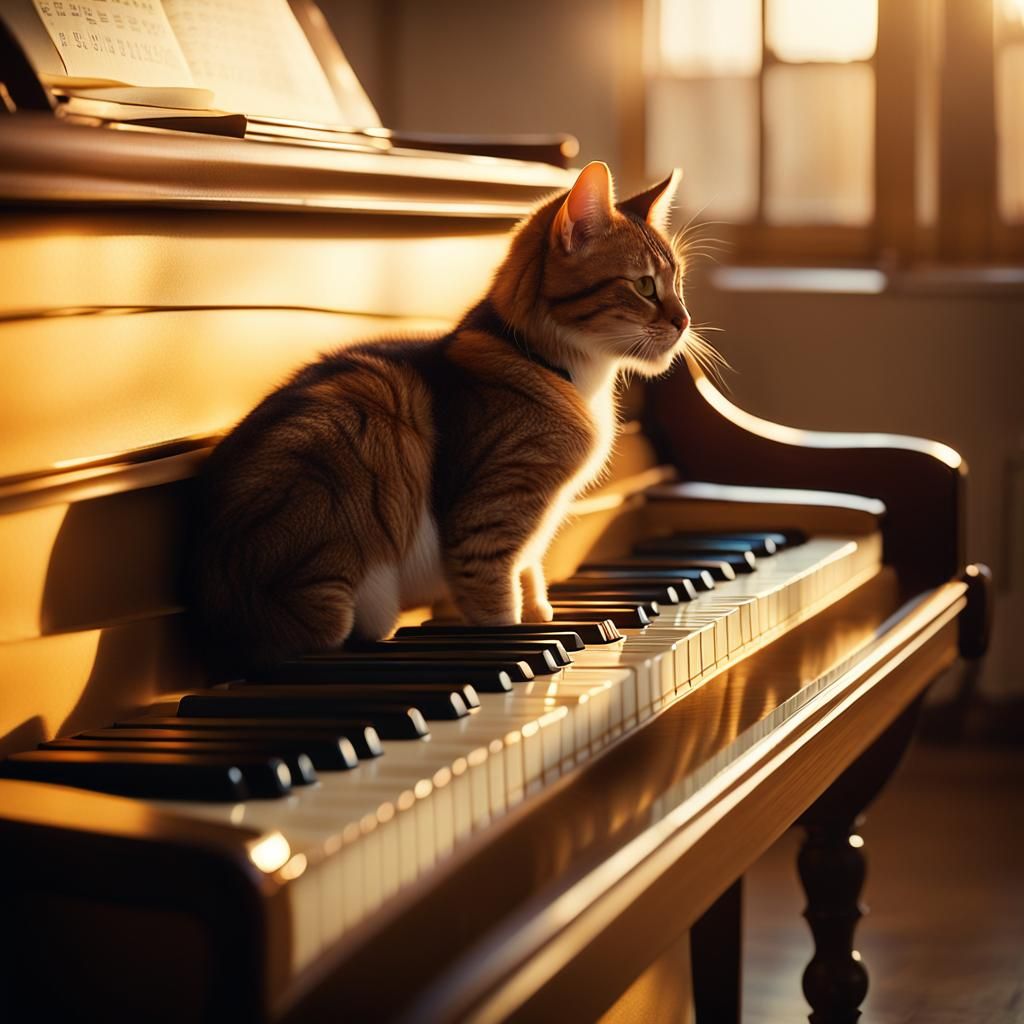 A cat lays on the piano