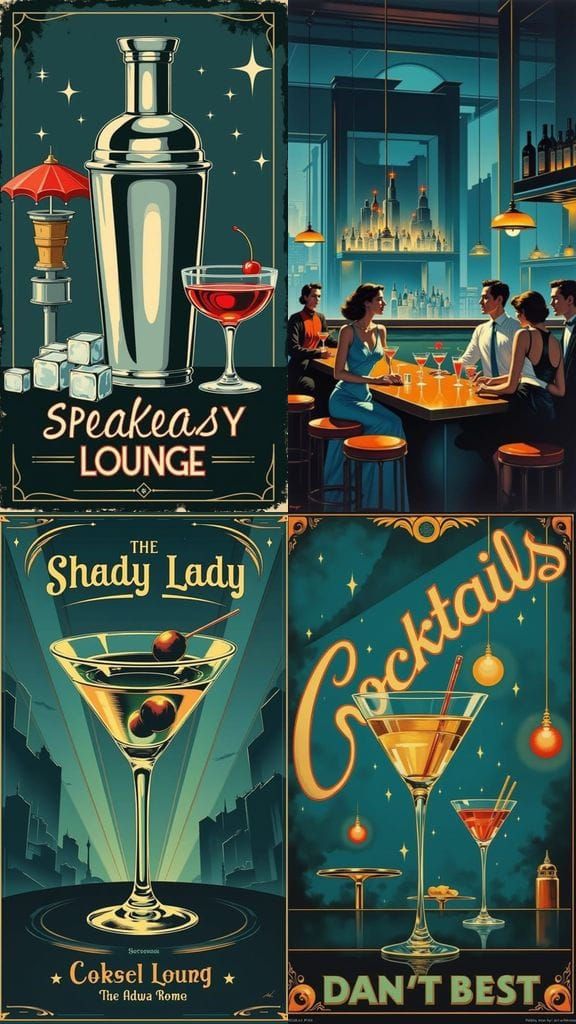Vintage Cocktail Bar Poster with Retro Style