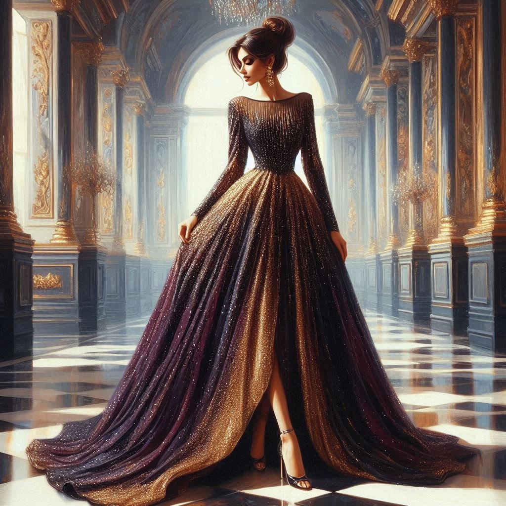 purple and gold ballroom dress