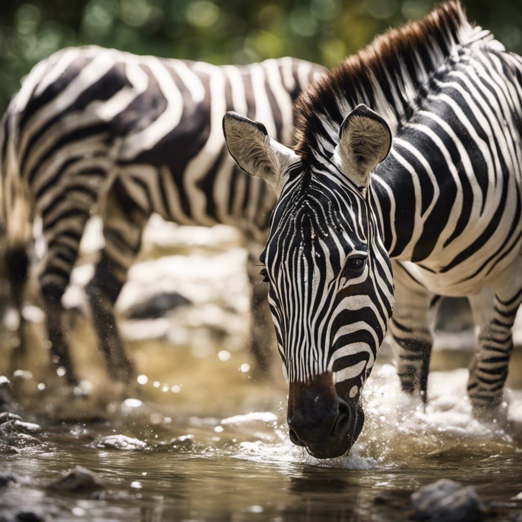 zebra a forest stream Professional photography, bokeh, natur...