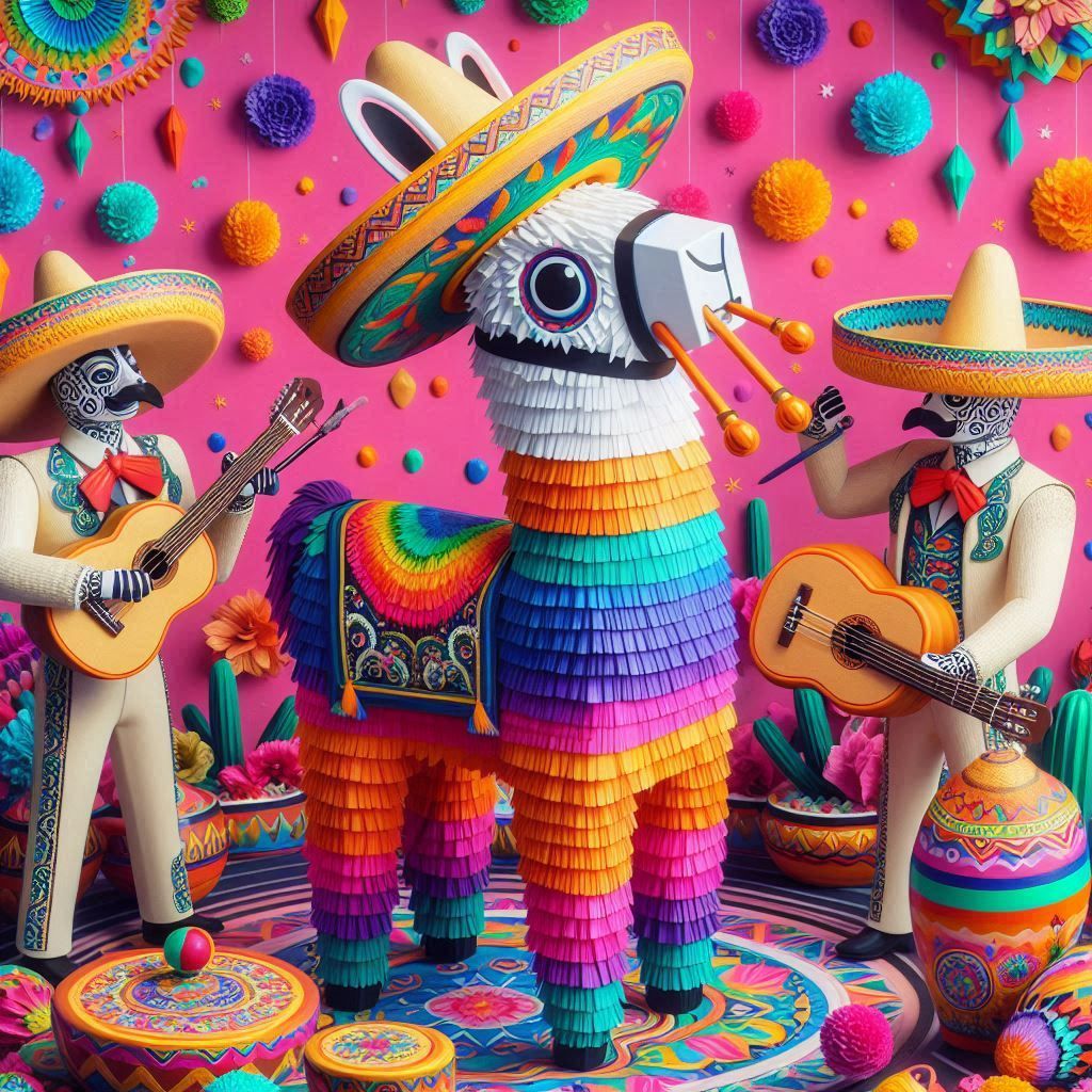 llama piñata wearing a sombrero
