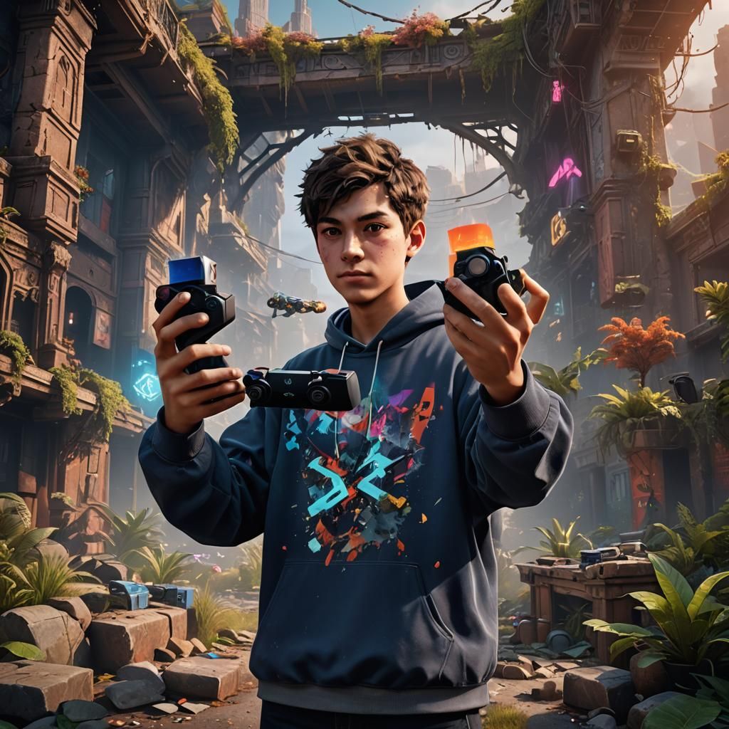 teenage boy holding ps5 controller