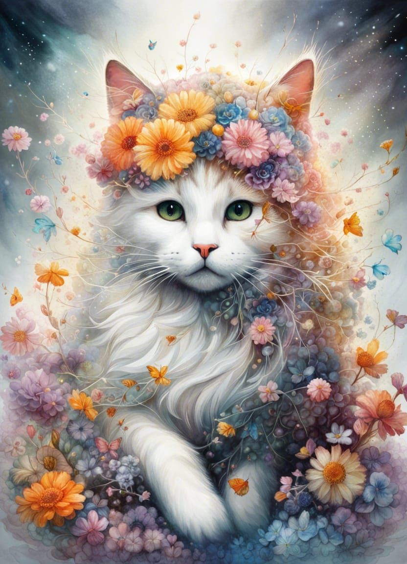 Floral queen cat!   by @Hit moments