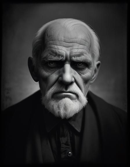 old man with mournful depression, sinister lighting, gothic black ...