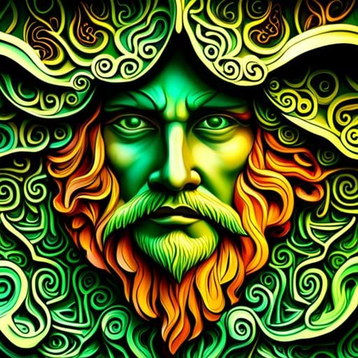 Celtic stone Green Man face on a garden wall - AI Generated Artwork ...