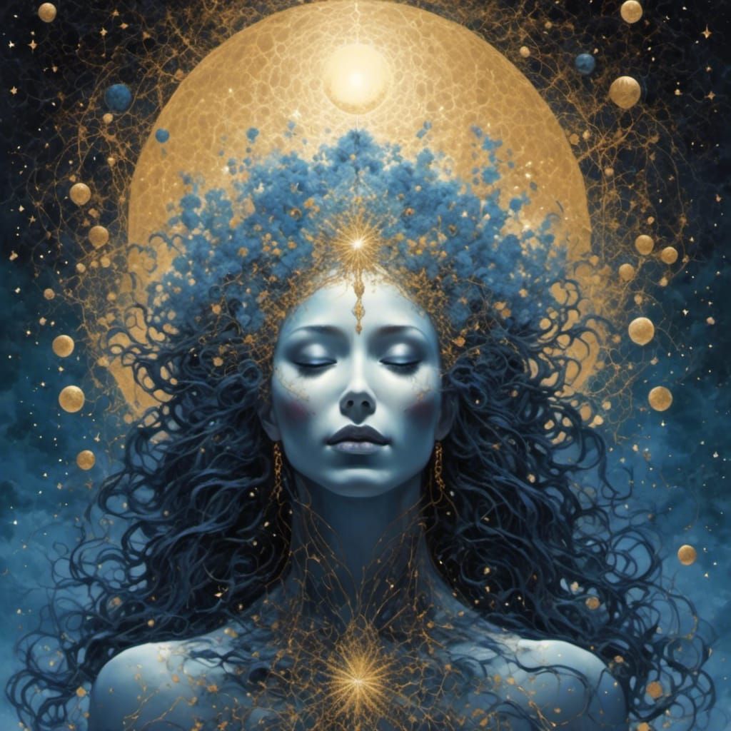 Cosmic Goddess Hugs Earth: Sci-Fi Cover Art