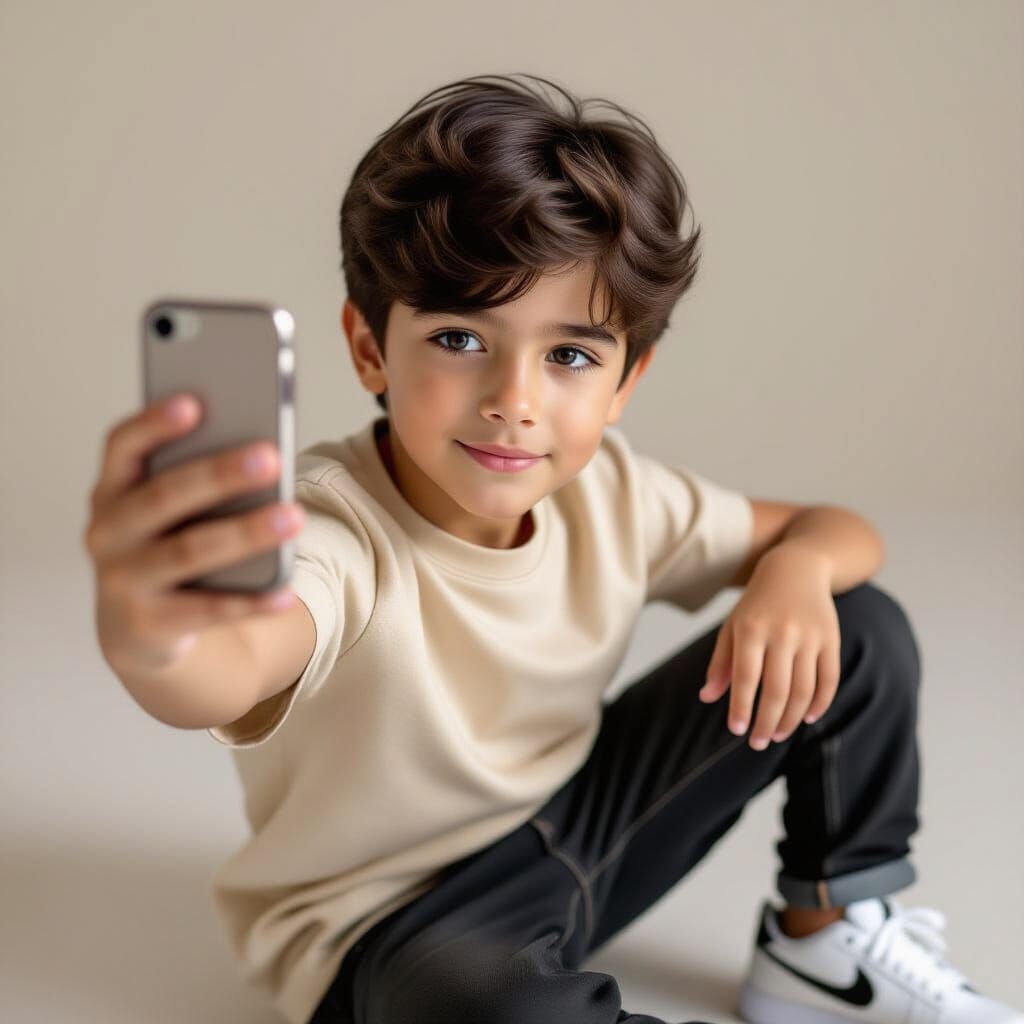 Realistic Selfie of a Boy in Casual Wear