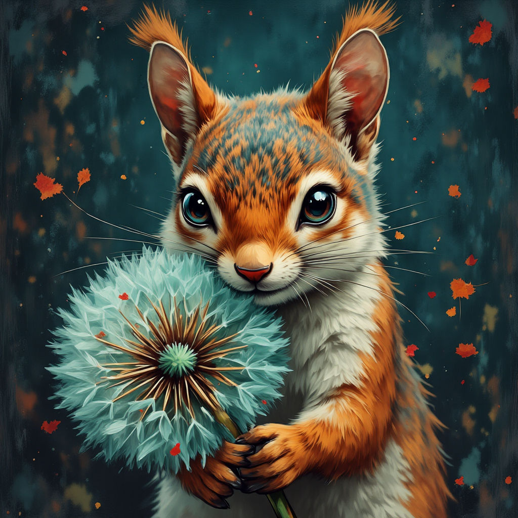 Squirrel and his Dandelion!! #2