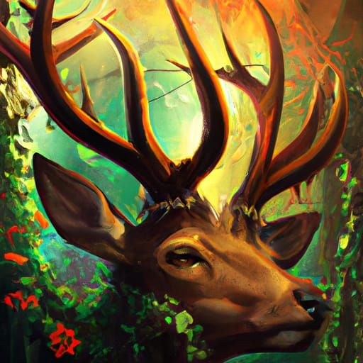 Deer surrounded by Vines AI Generated Artwork NightCafe Creator