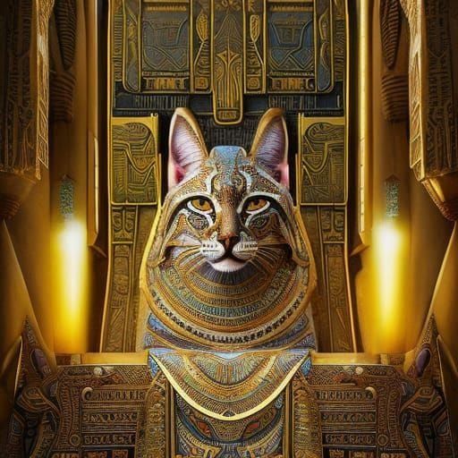 Egyptian Lynx Pharaoh Altar - AI Generated Artwork - NightCafe Creator