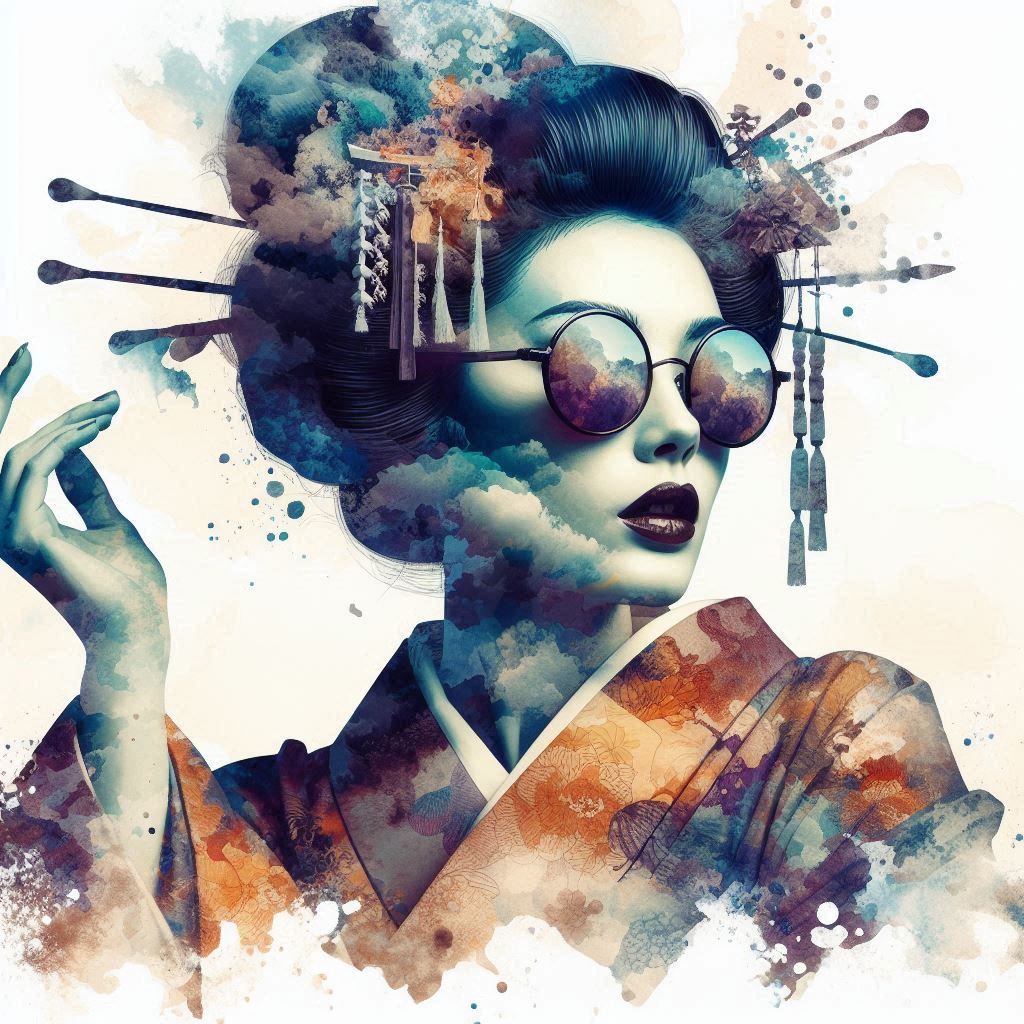 double exposure beautiful fantasy DALL-E 3 portrait landscap...