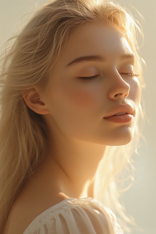 A beautiful, ethereal woman with flowing blonde hair and clo...