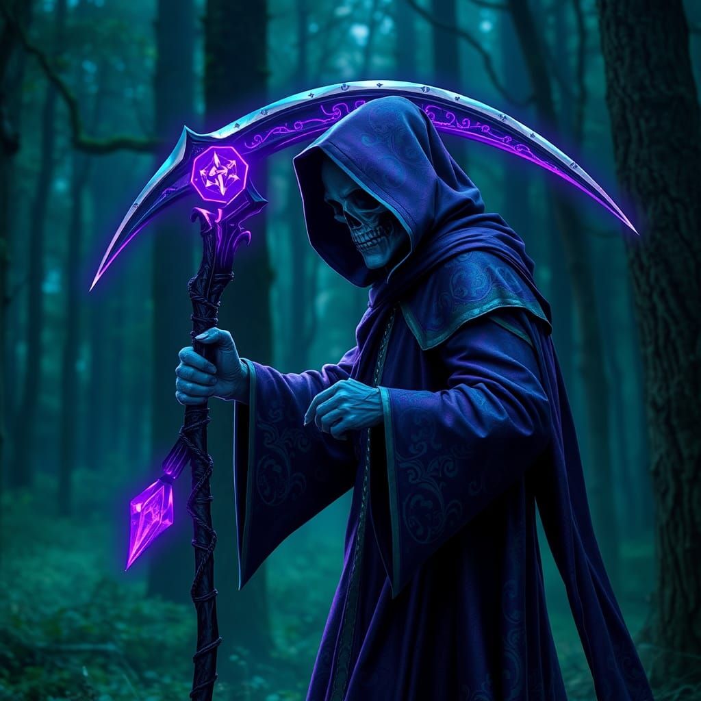 The Grim Reaper and his purple diamond glowing and imbued sc...
