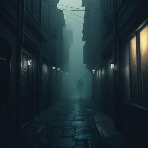 Dimly Lit Alleyway in Dark Fantasy Comic Style