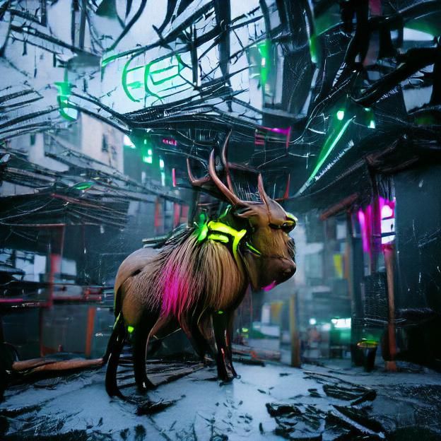 Elk 8K 3D Unreal Engine glowing neon