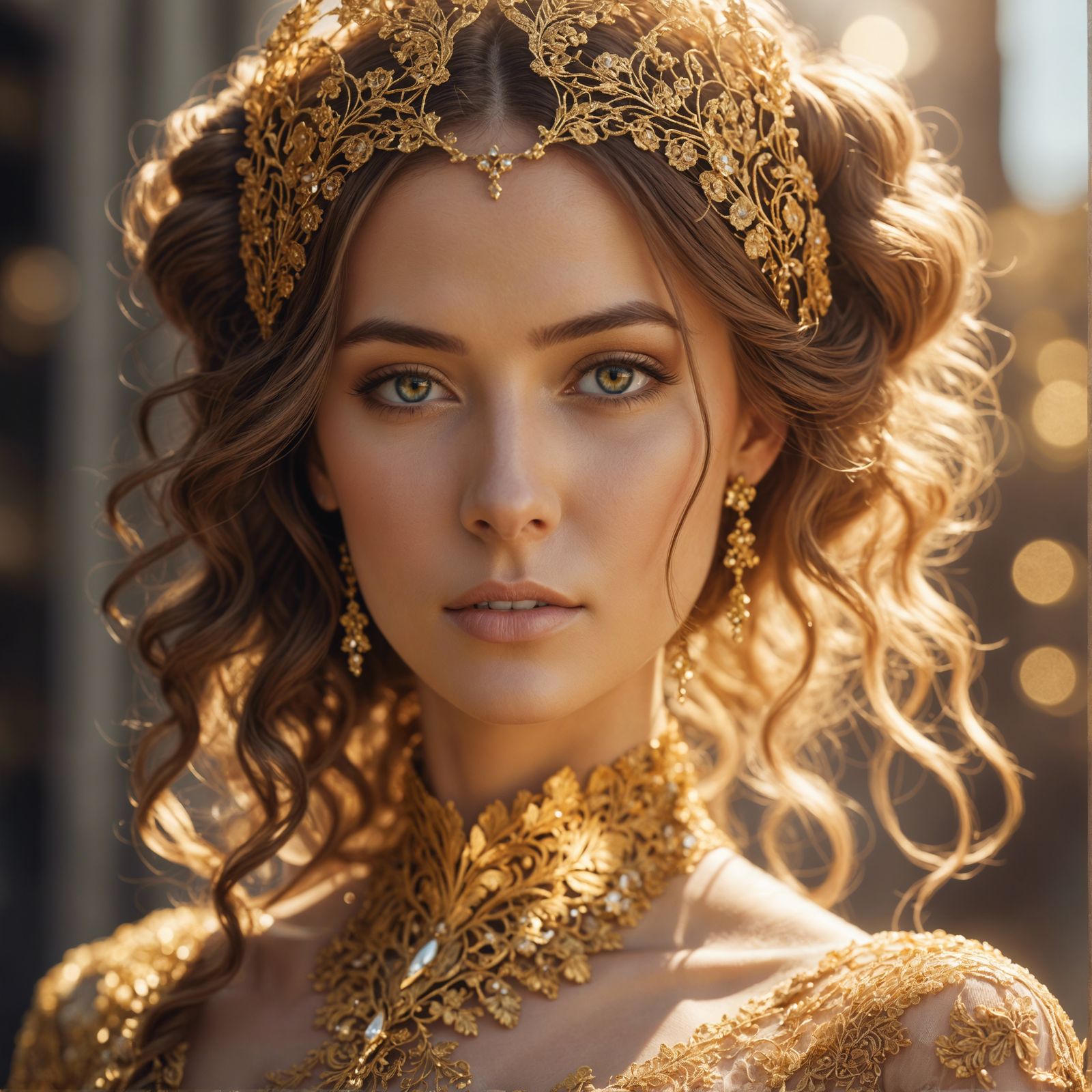 A bride in gold is a sight to behold.