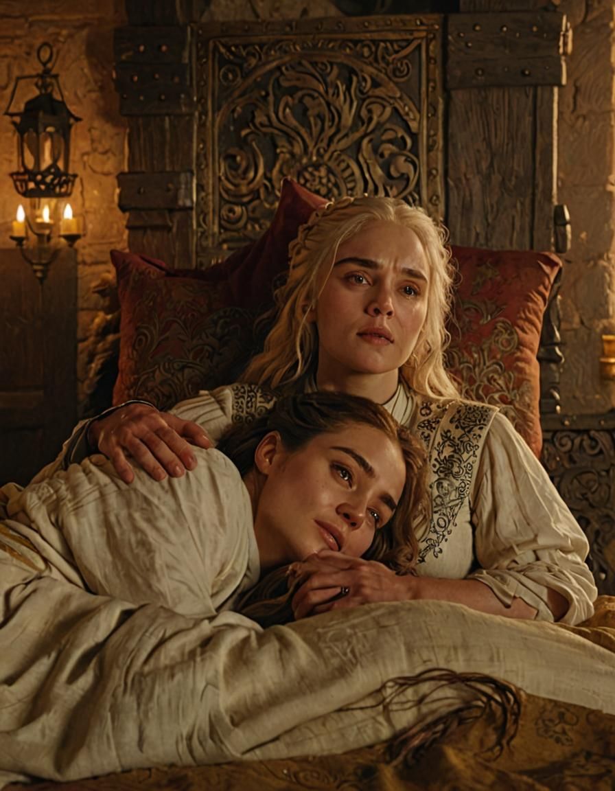 Medieval Love in Luxurious Medieval Bedroom Scene