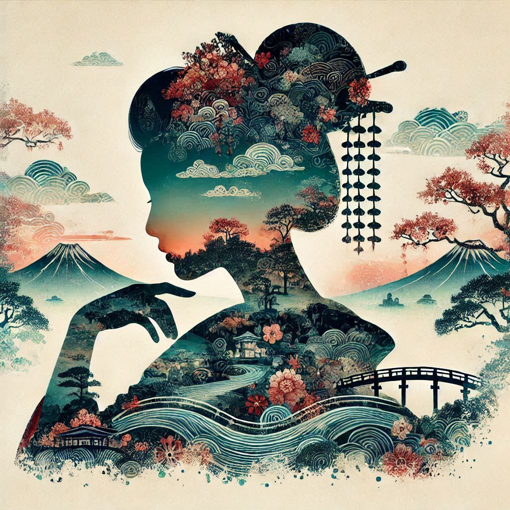 double exposure beautiful fantasy portrait landscape..