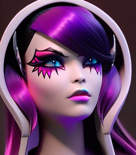 Hyperrealistic Bat Monster Girl with Nebula Hair