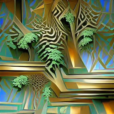 forest fractals art deco