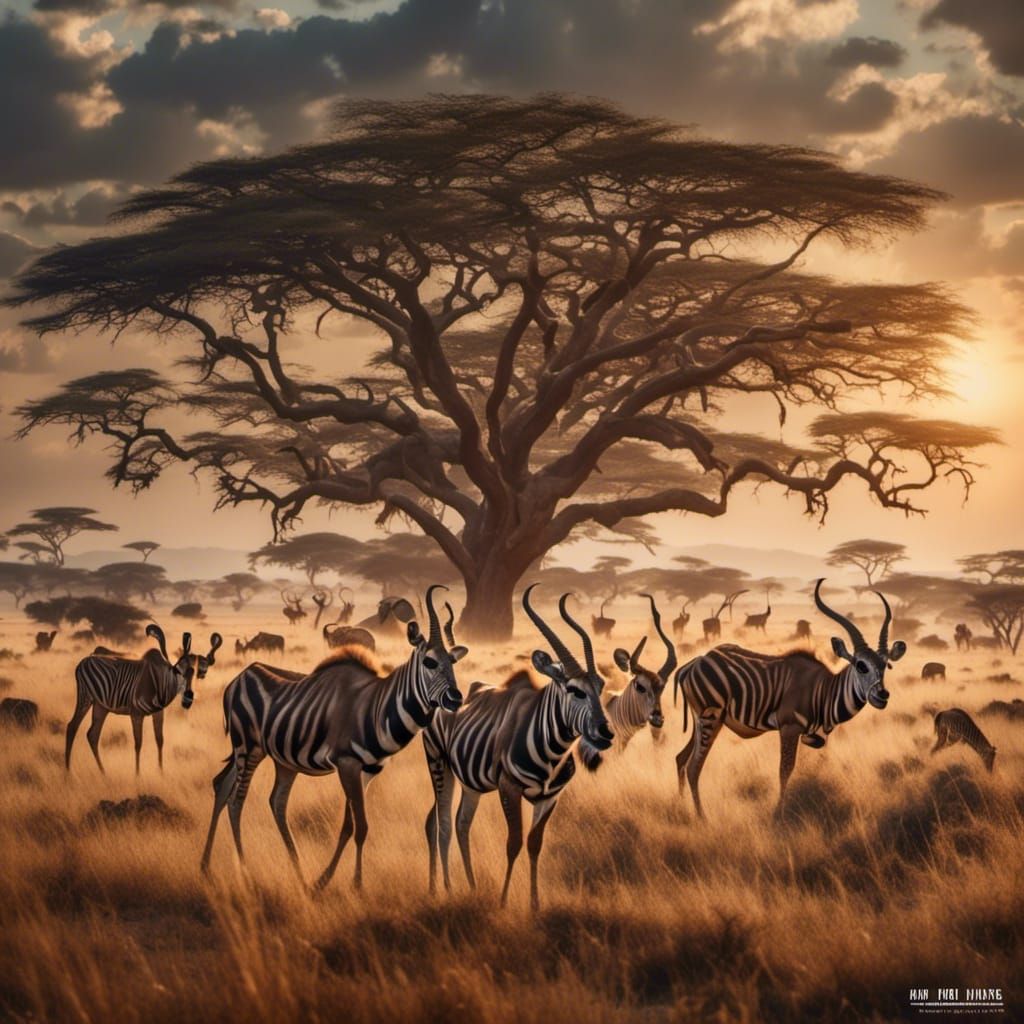 <lora:African motives:1.0> antelopes in the Serengeti Hyperrealistic, splash art, concept art,  intricately detailed, color depth, dramatic,...