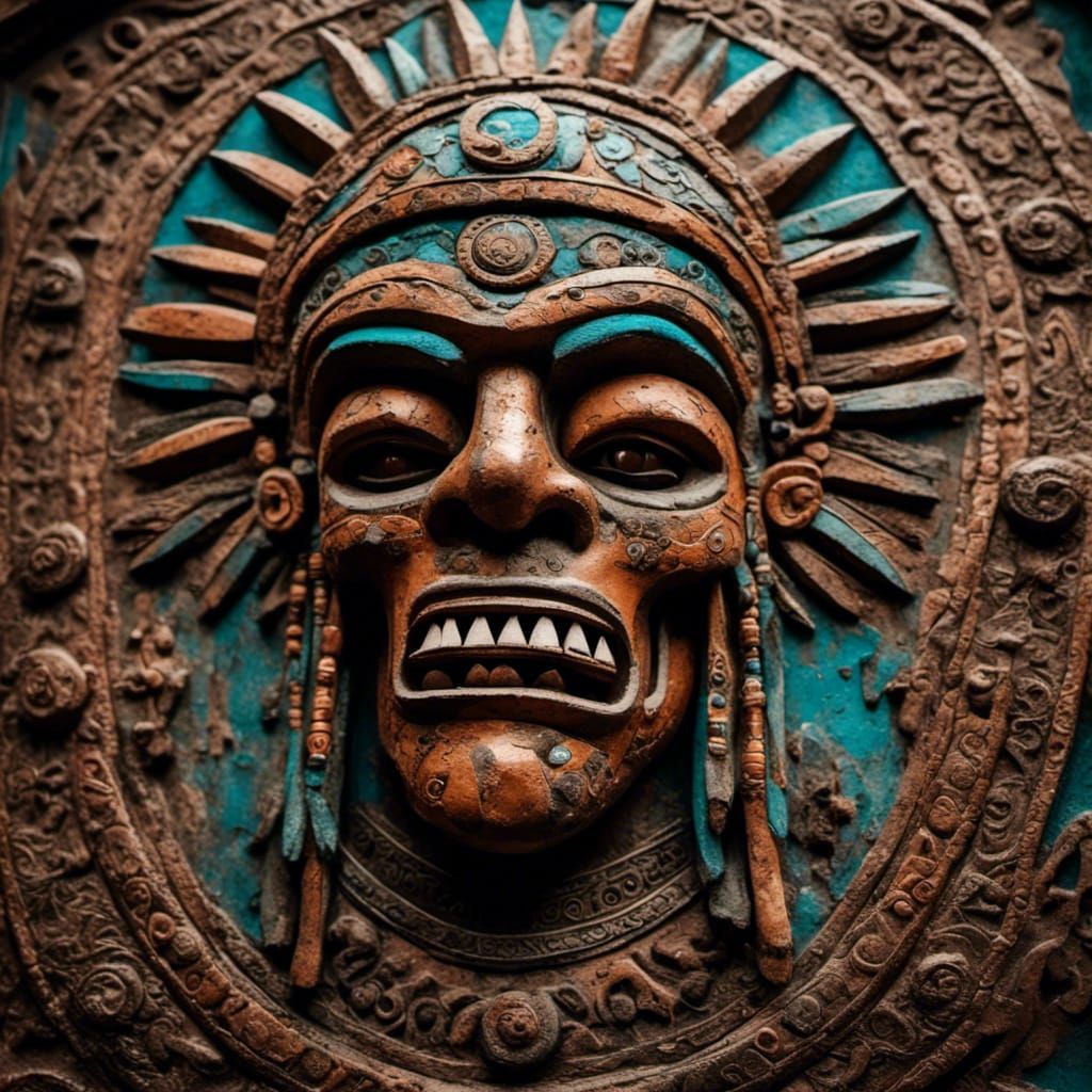 <lora:Leather Rinse Repeat:1.0>Grungy comic book style, gothic, Aztec beheading stand, flowing, ornate, extreme close-up, intricate details,...