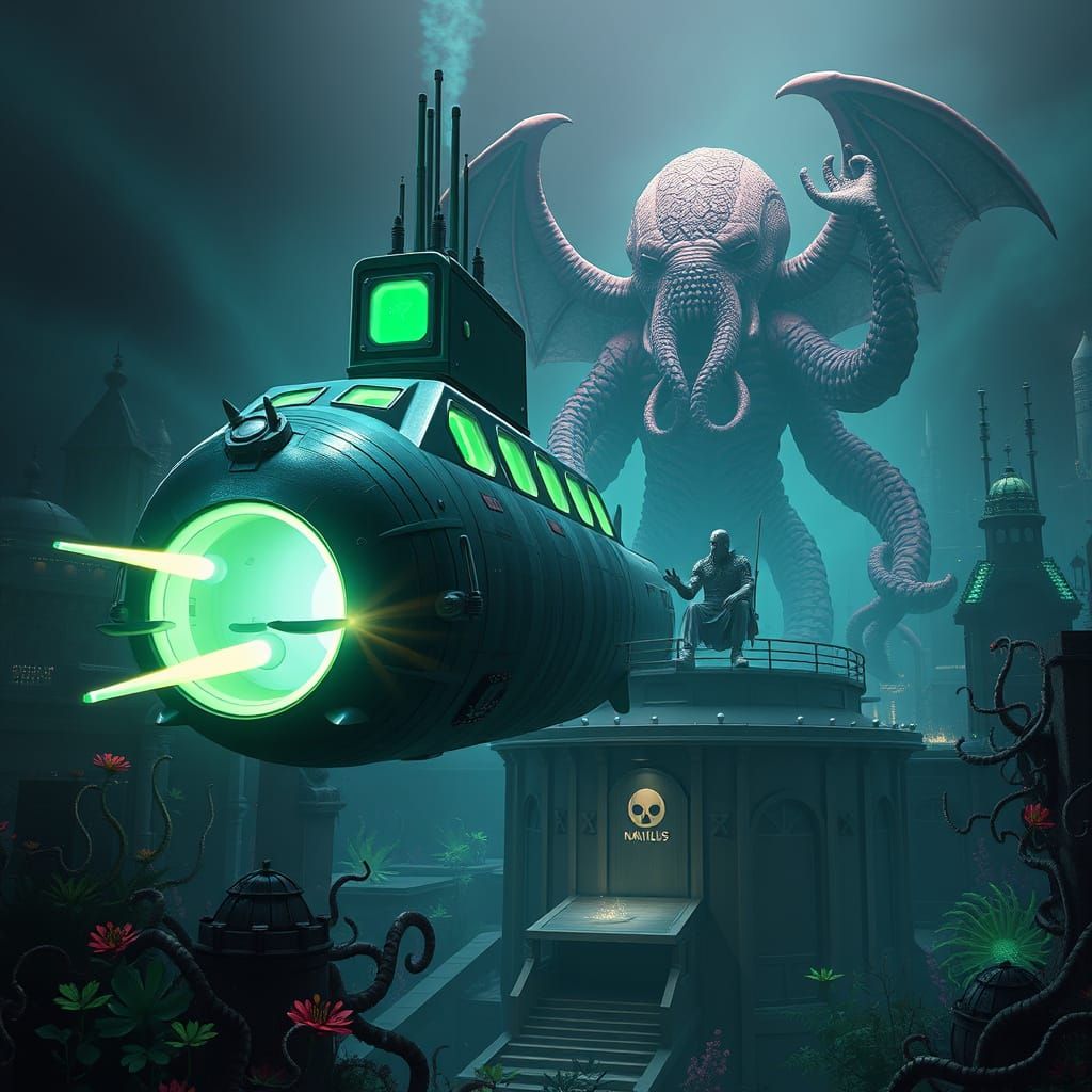 The vile NEMO attacks the cutie CHTULHU who was only sleeping and dreaming. Shame on you NEMO !