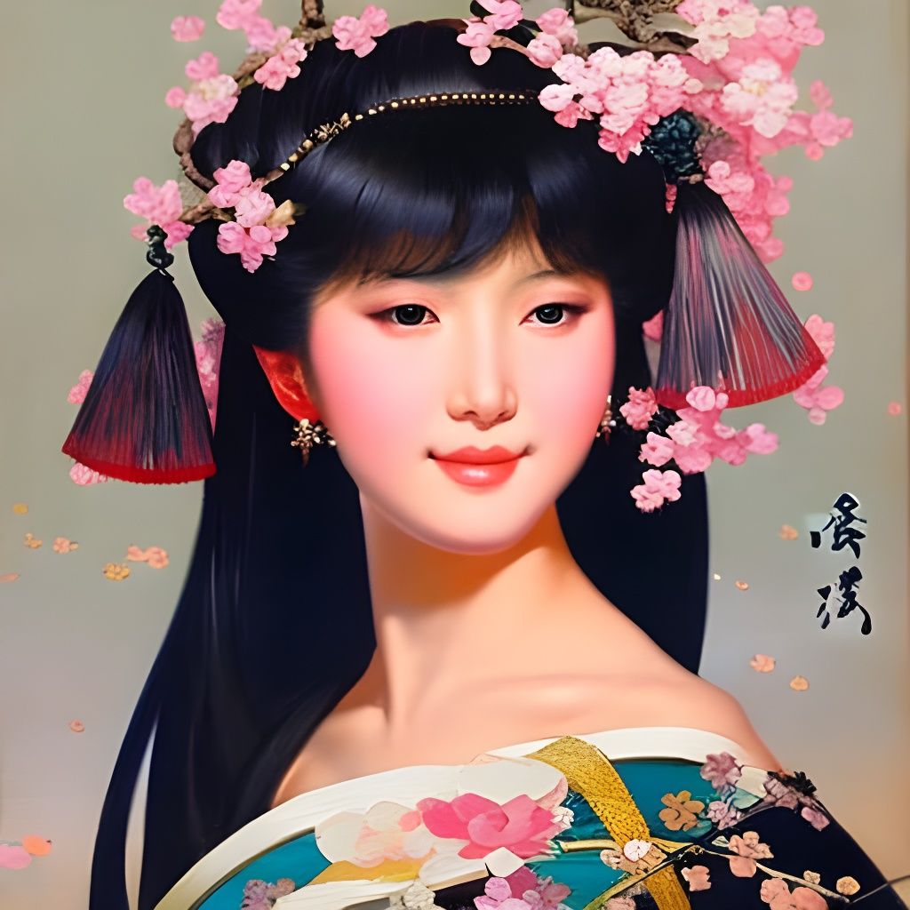 Japanese blossom beauty AI Generated Artwork NightCafe Creator