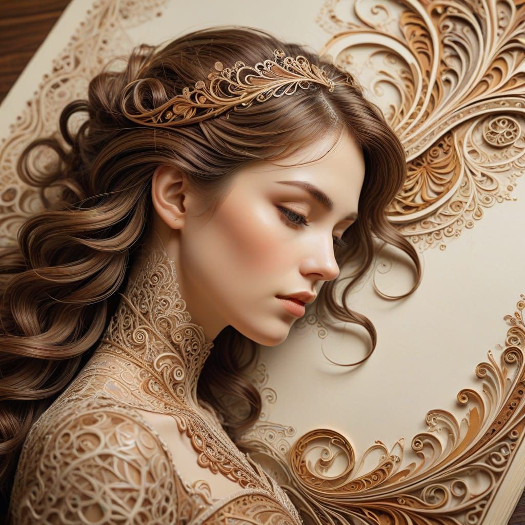 Ethereal Zentangle-Inspired Fractal with Vintage Whimsy