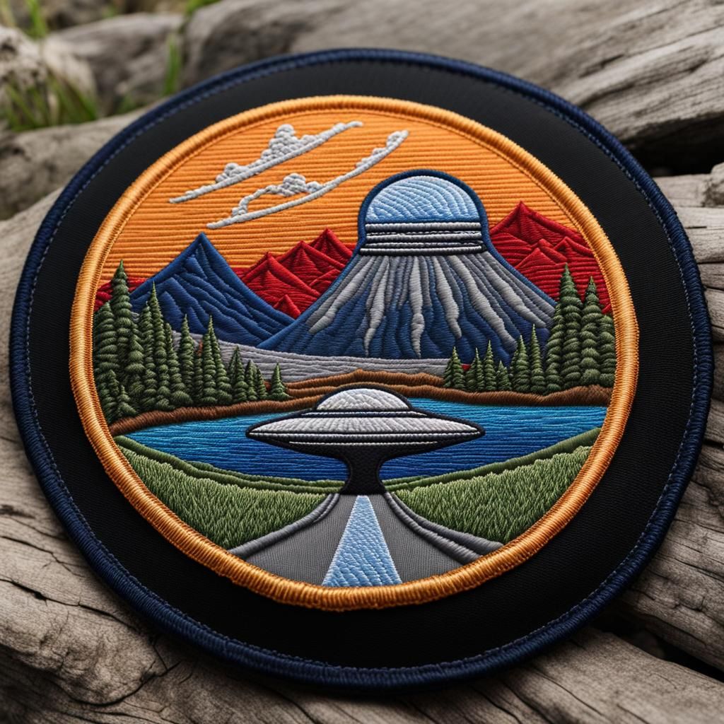 Embroidered circular patch AI Generated Artwork NightCafe Creator