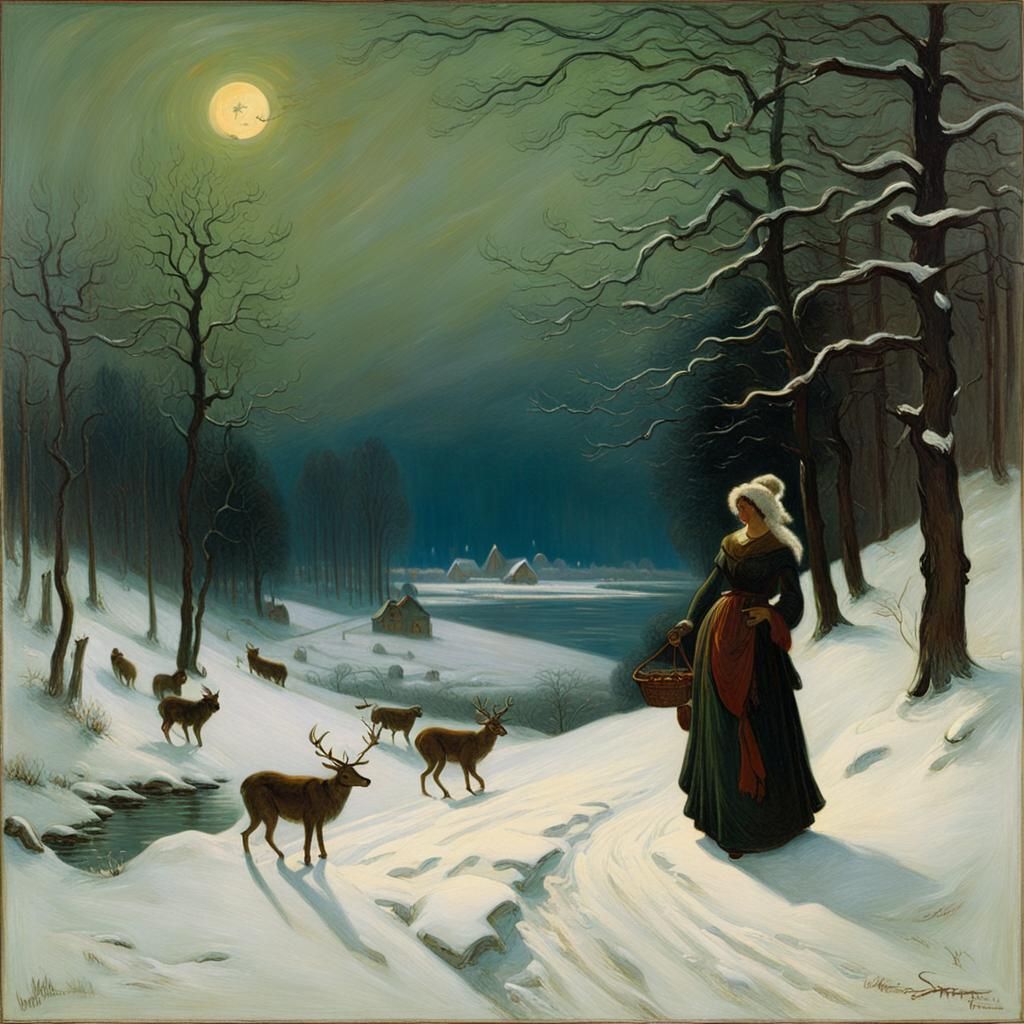 Mother Christmas bringing apples