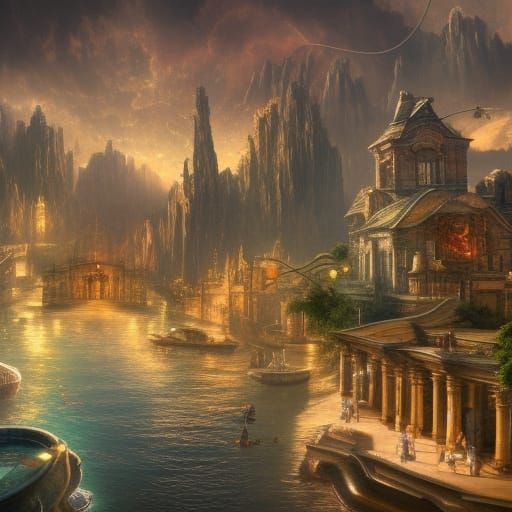 Beautiful City scenes on the Ancient Planet Venus, beautiful streets and houses and lazy rivers, Venus ...  by @TomHartnell 