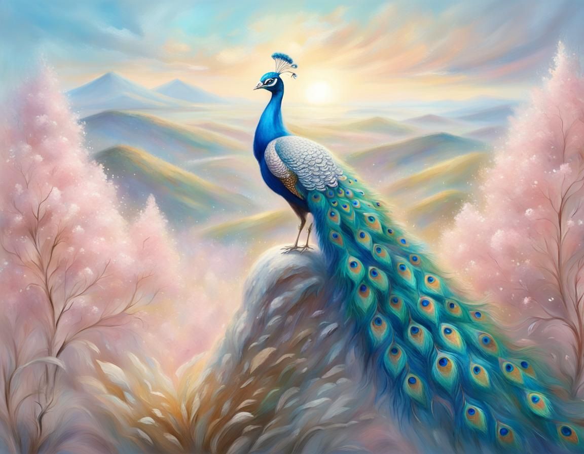 a magical peacock on top of fairy hill  by @Eee17